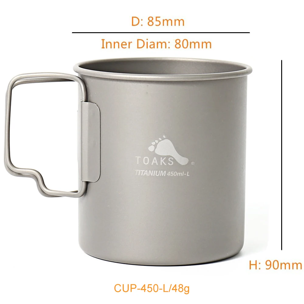 TOAKS Titanium 750ml Pot and 450ml Cup (Ultralight Version) Set Titanium Outdoor Tableware Camping Mug Pot