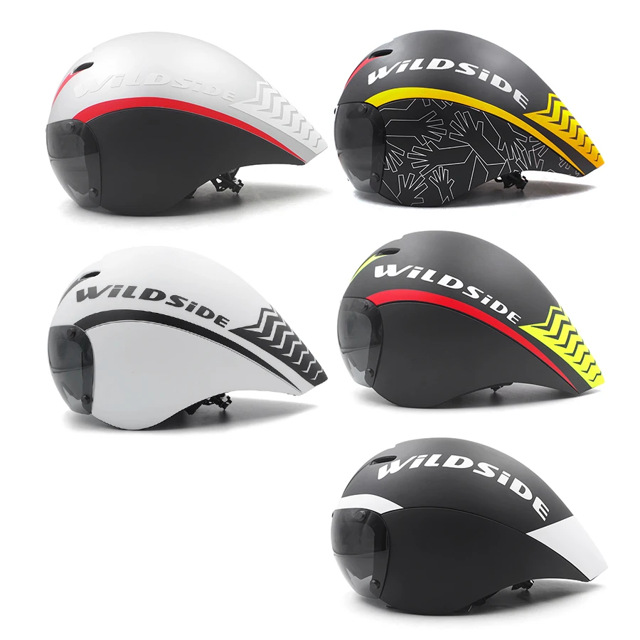 Wildside Aero TT Road Bicycle Helmet Racing Cycling Sports Triathlon TT Ultralight Bike Safety Helmet Goggles Bike accessories