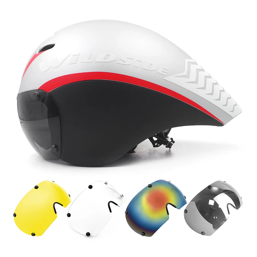 Wildside Aero TT Road Bicycle Helmet Racing Cycling Sports Triathlon TT Ultralight Bike Safety Helmet Goggles Bike accessories