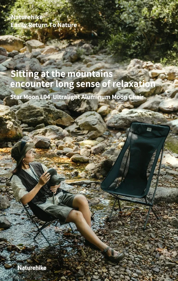 Naturehike L04 Camping Moon Chair Folding Lightweight Garden Chair Waterproof Durable Outdoor Fishing Picnic Travel Relax Chair