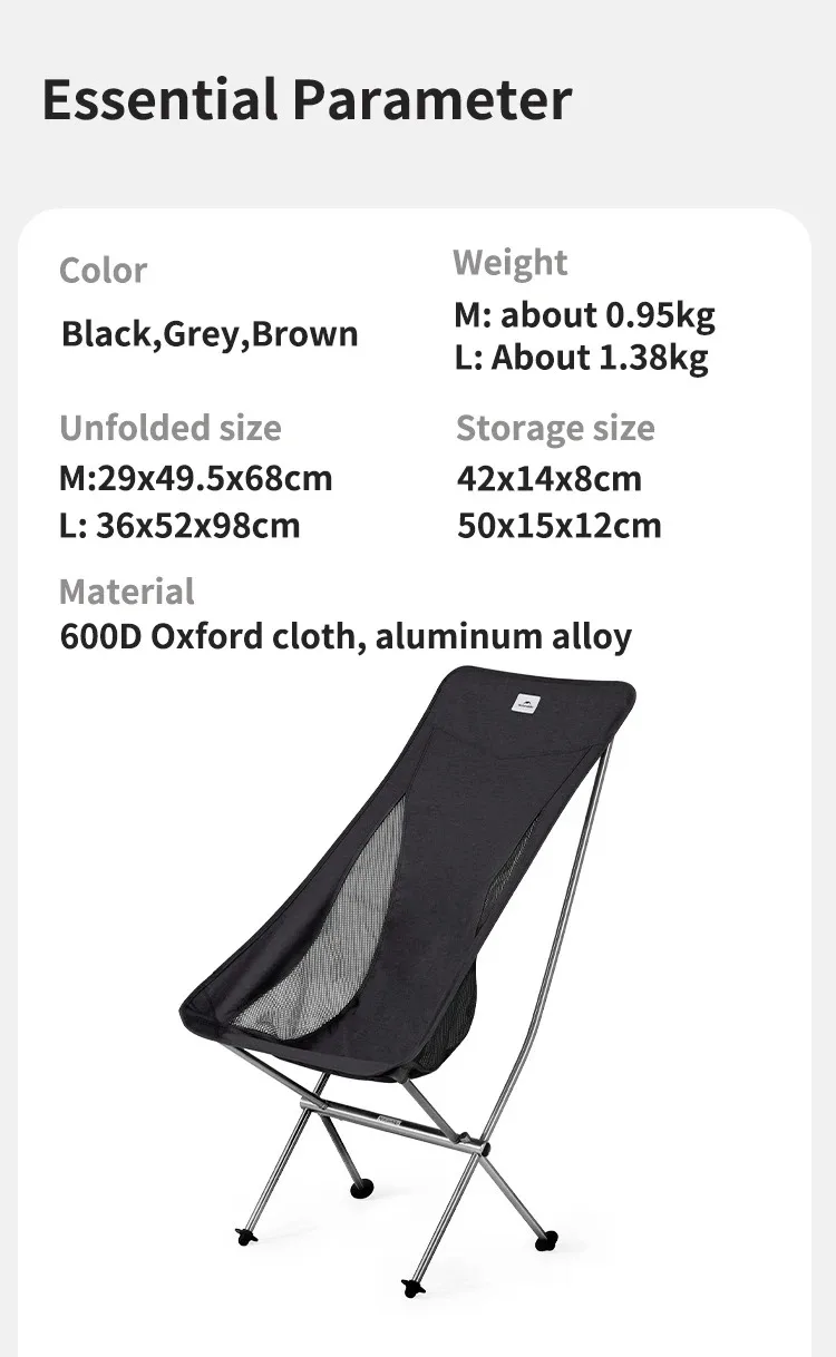 Naturehike L04 Camping Moon Chair Folding Lightweight Garden Chair Waterproof Durable Outdoor Fishing Picnic Travel Relax Chair