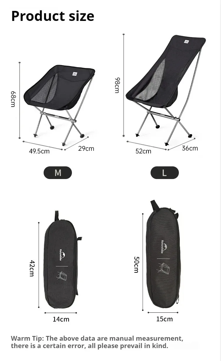 Naturehike L04 Camping Moon Chair Folding Lightweight Garden Chair Waterproof Durable Outdoor Fishing Picnic Travel Relax Chair