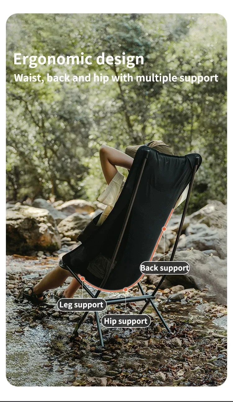 Naturehike L04 Camping Moon Chair Folding Lightweight Garden Chair Waterproof Durable Outdoor Fishing Picnic Travel Relax Chair