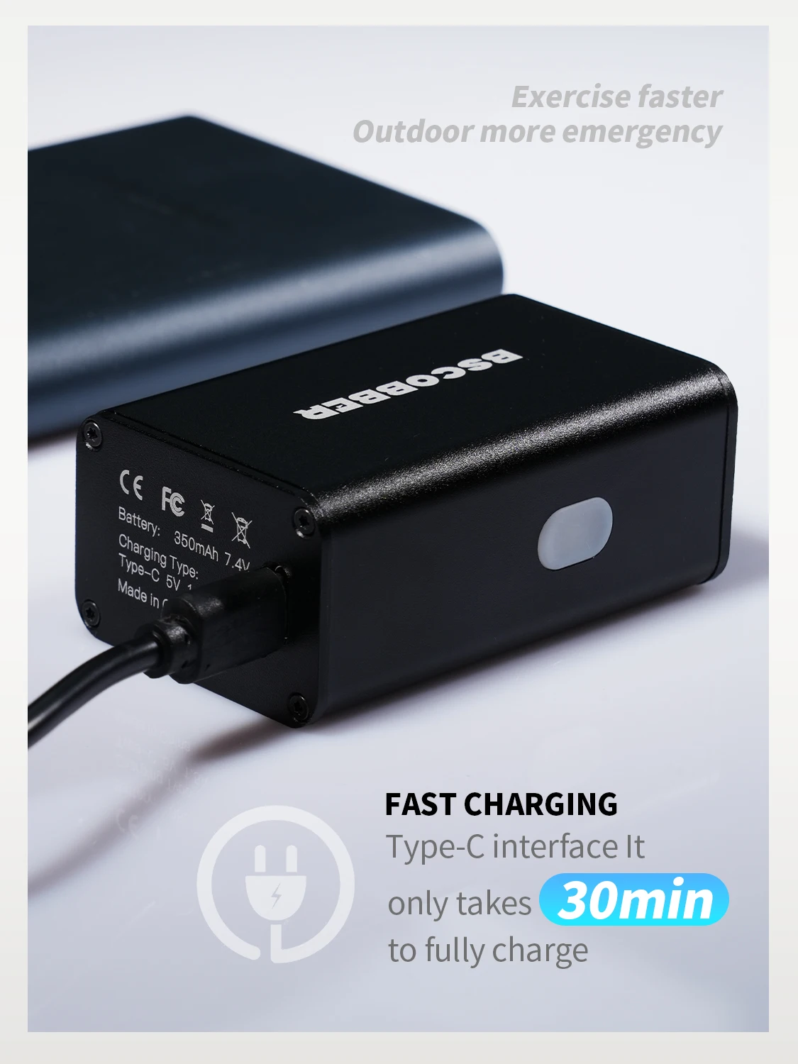 BSCOBBER Bike Accessories Electric Portable Air Pump Tyre Inflator Emergency Lamp 100PSI MTB Road Bike Powerbank