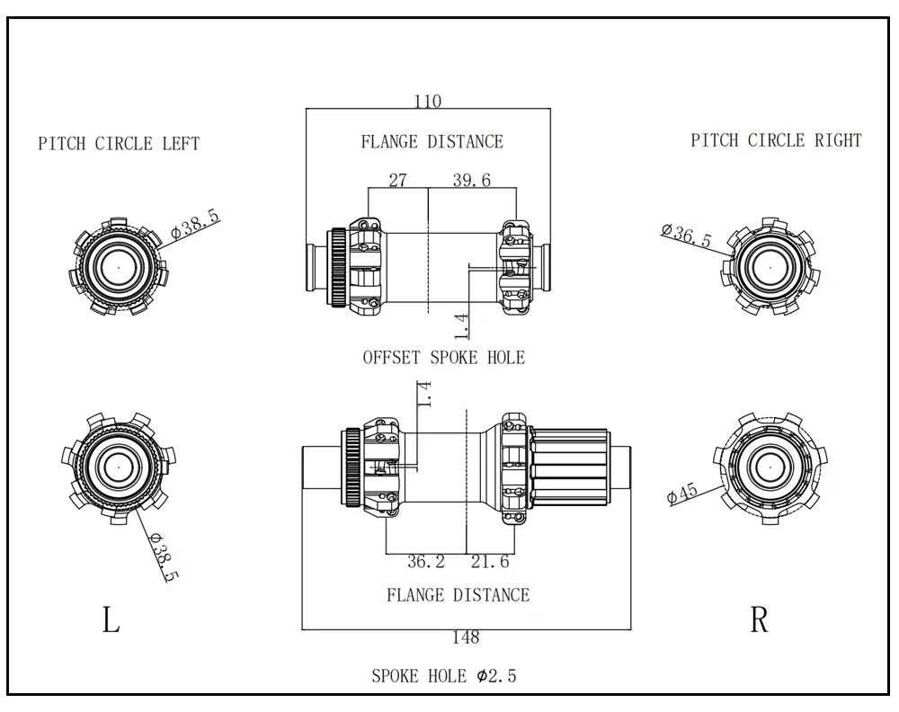 GOLDIX M370 MTB Hub Ratchet 36T 28 Hole Center Lock Disc Brake Straight Pull MTB Hub Thru/QR 148mm 141mm for SHIMANO SRAM