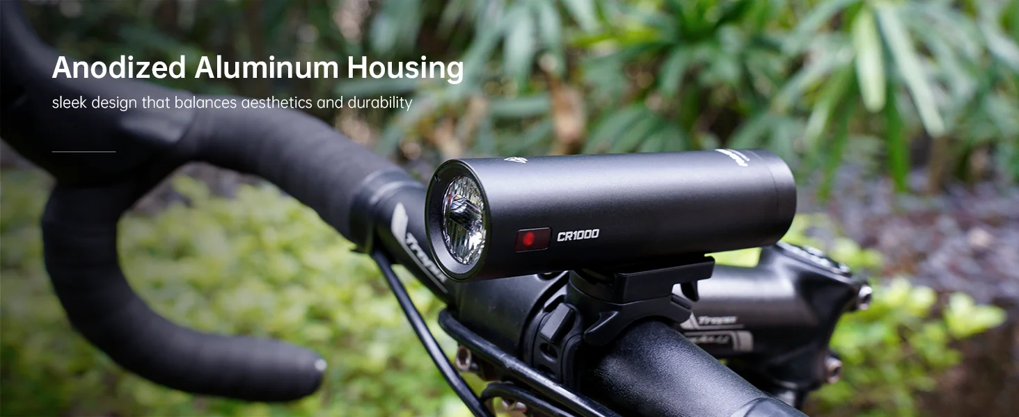 RAVEMEN CR1000 Bike Head Light Rechargeable 4000mAH Remote Bicycle Front Lamp Anti-Glare T-Shaped With AUB01 Upside-down Mount