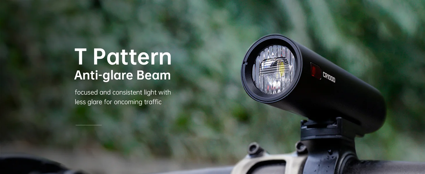 RAVEMEN CR1000 Bike Head Light Rechargeable 4000mAH Remote Bicycle Front Lamp Anti-Glare T-Shaped With AUB01 Upside-down Mount