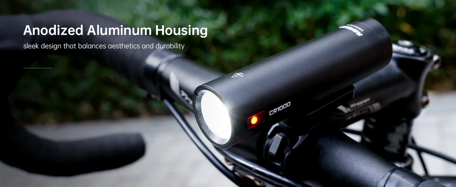 RAVEMEN CR1000 Bike Head Light Rechargeable 4000mAH Remote Bicycle Front Lamp Anti-Glare T-Shaped With AUB01 Upside-down Mount
