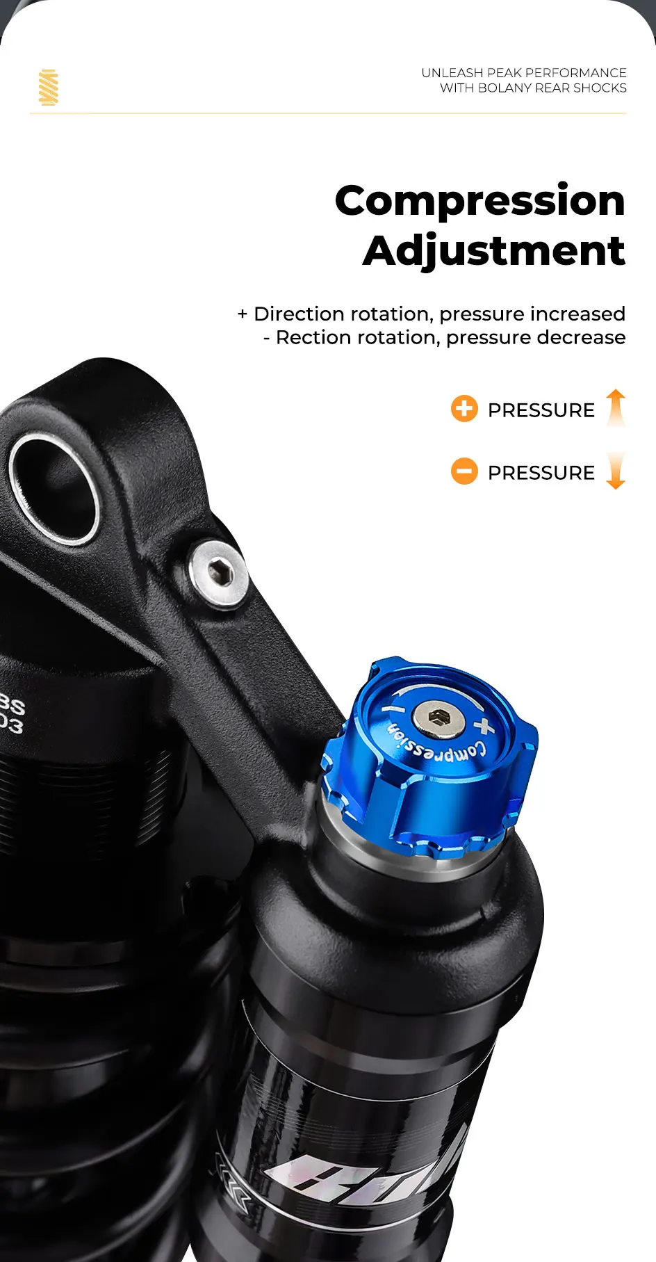 BOLANY Mountain Bike Rear Absorber 550lbs Spring Suspension Motorcycle Shock DH MTB Bicycle Rear Shock 190/210/230/240/250/265mm