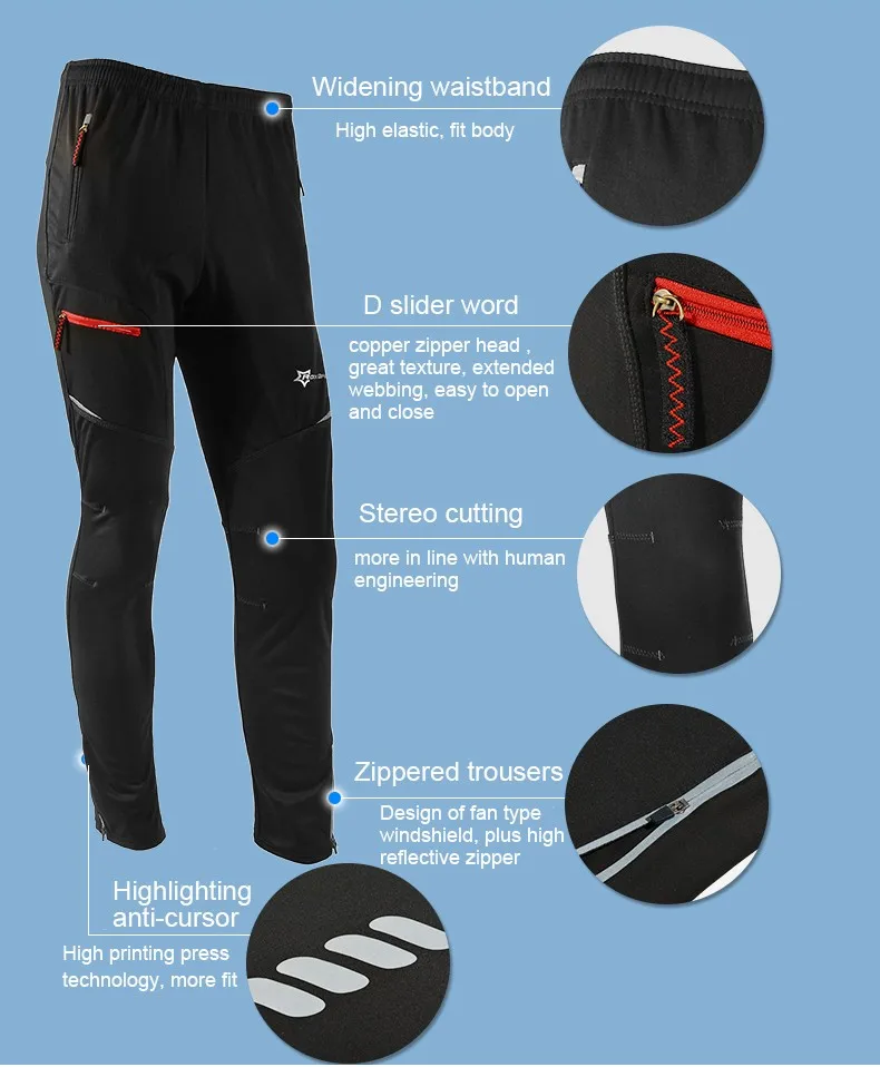 ROCKBROS Thermal Warm Cycling Pants Windproof Waterproof Winter Autumn Keep Warm Bike Long Trousers Sport MTB Road Bicycle Pants