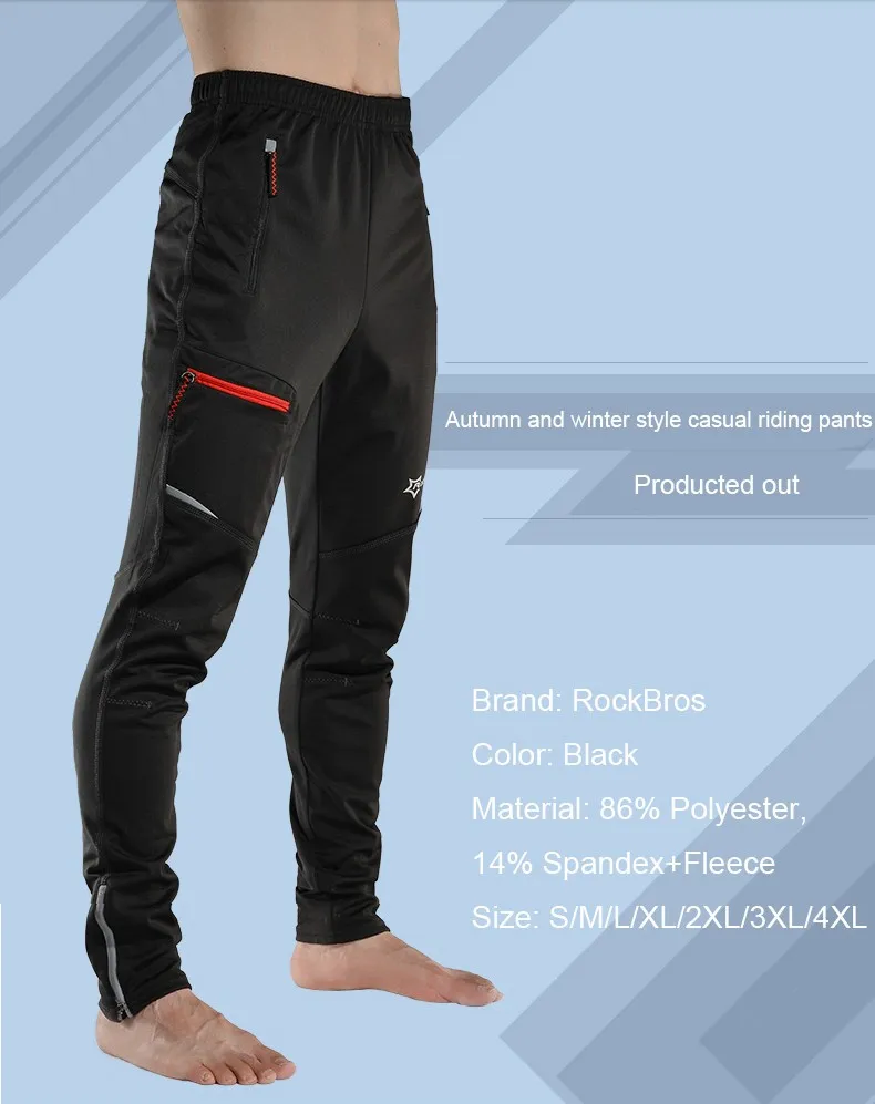 ROCKBROS Thermal Warm Cycling Pants Windproof Waterproof Winter Autumn Keep Warm Bike Long Trousers Sport MTB Road Bicycle Pants