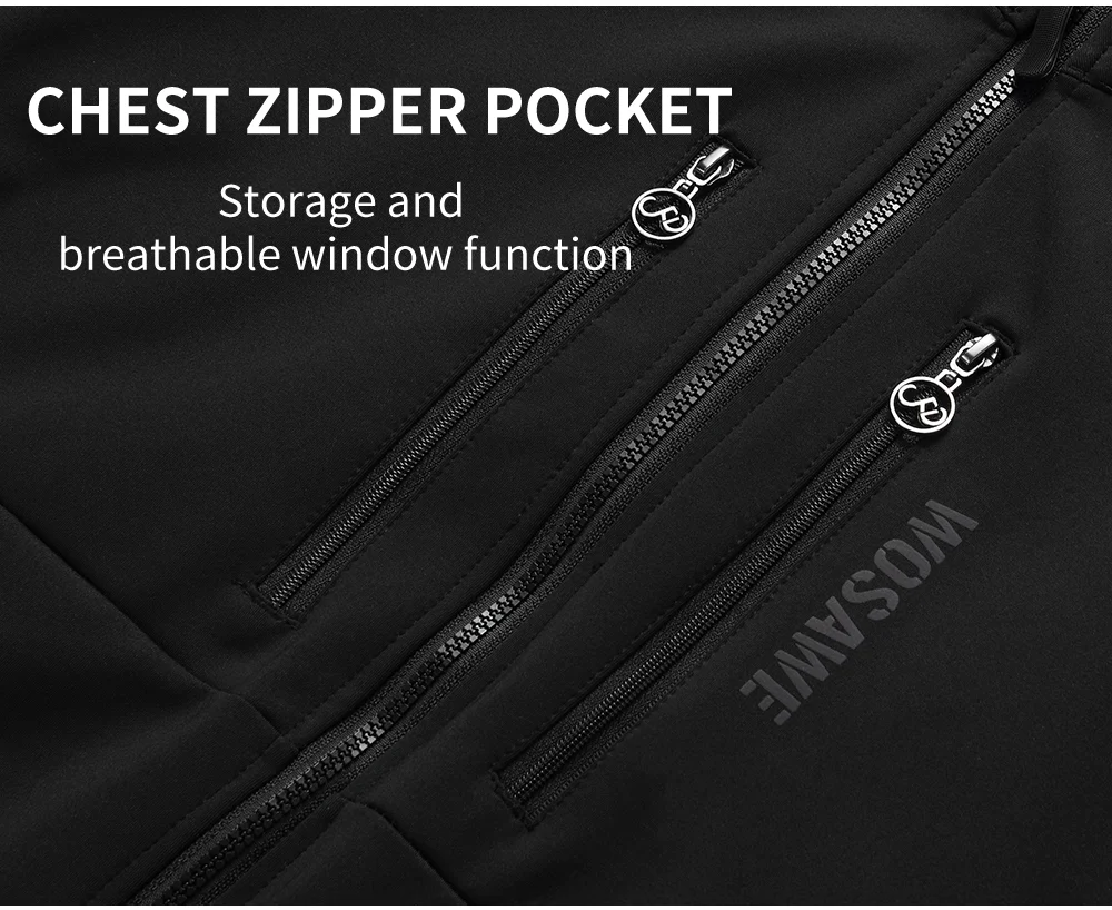 WOSAWE Men Cycling Jacket Autumn Winter Coats Thermal Fleece Windproof Bicycle Clothing Motorcycle Jackets with 2 way YKK Zipper