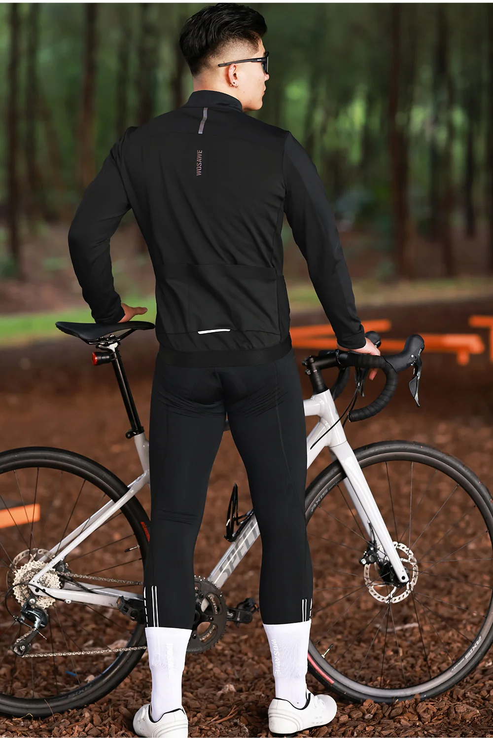 WOSAWE Men Cycling Jacket Autumn Winter Coats Thermal Fleece Windproof Bicycle Clothing Motorcycle Jackets with 2 way YKK Zipper