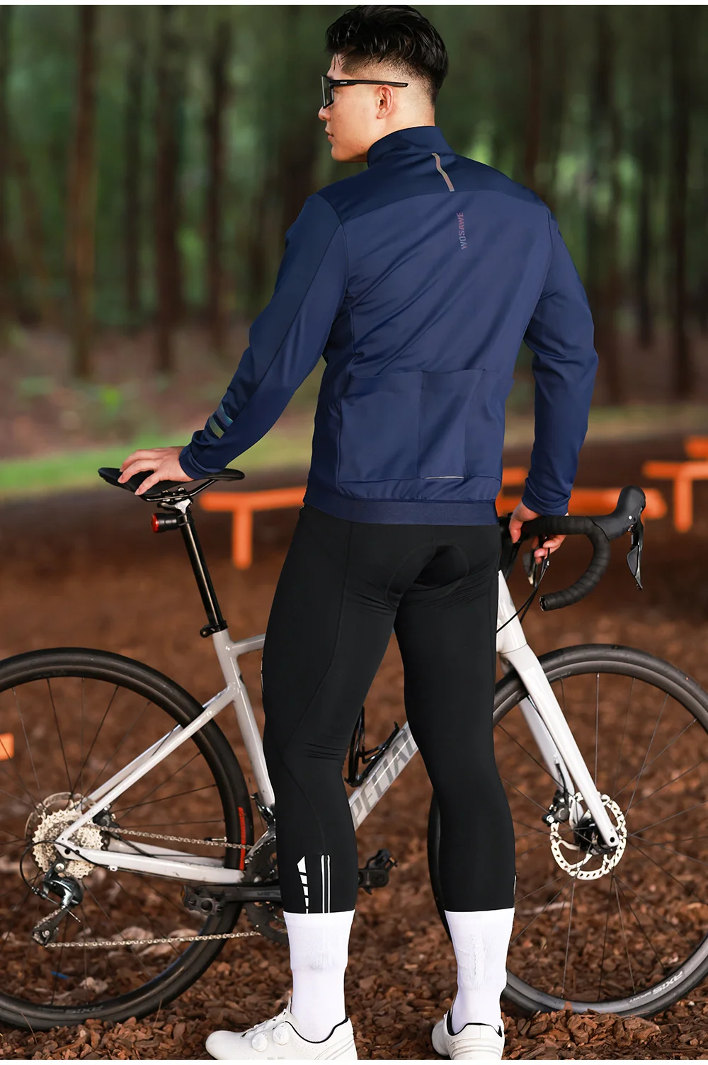 WOSAWE Men Cycling Jacket Autumn Winter Coats Thermal Fleece Windproof Bicycle Clothing Motorcycle Jackets with 2 way YKK Zipper