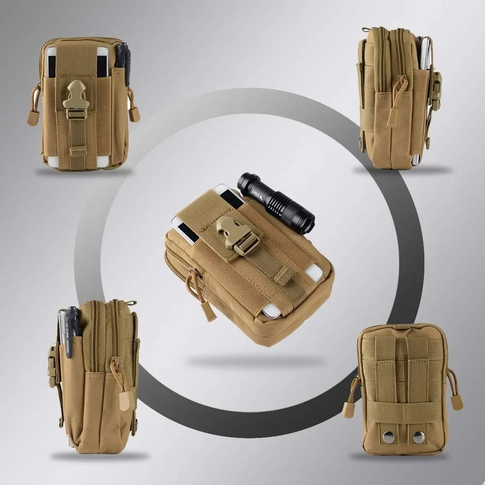 MuqiNush Tactical Phone Bag Universal EDC Waist Bag Equipment Small Tools Pocket for Outdoor Men's and Phone Leather Cases