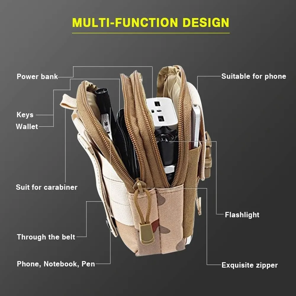 MuqiNush Tactical Phone Bag Universal EDC Waist Bag Equipment Small Tools Pocket for Outdoor Men's and Phone Leather Cases