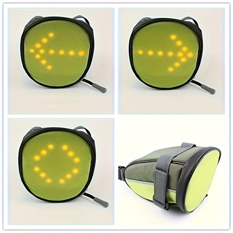 Bicycle Bike E Scooter Turn Signal Light Tail Bag with Brake Sync Night Riding Safety Saddle Bag Wireless Remote Control