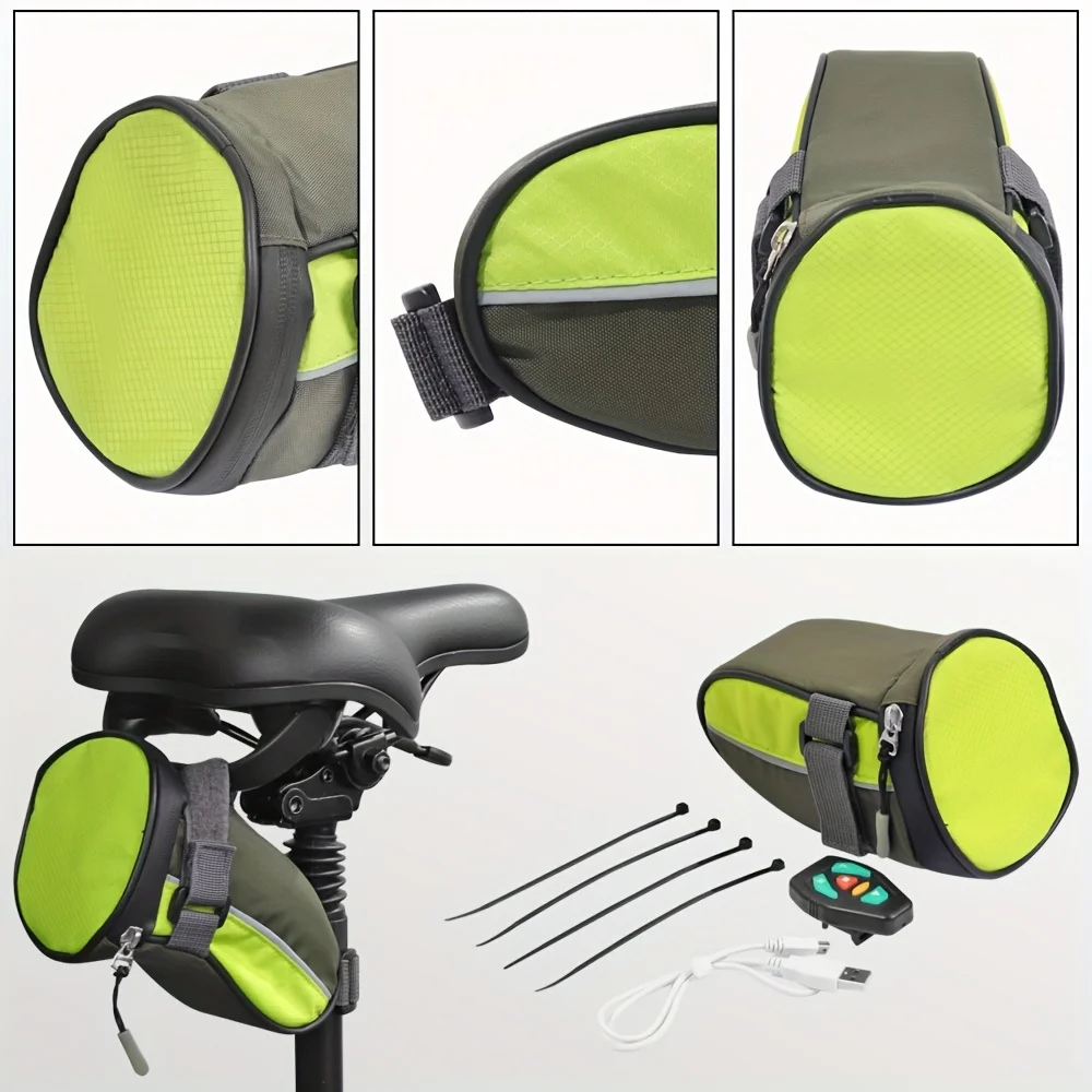 Bicycle Bike E Scooter Turn Signal Light Tail Bag with Brake Sync Night Riding Safety Saddle Bag Wireless Remote Control