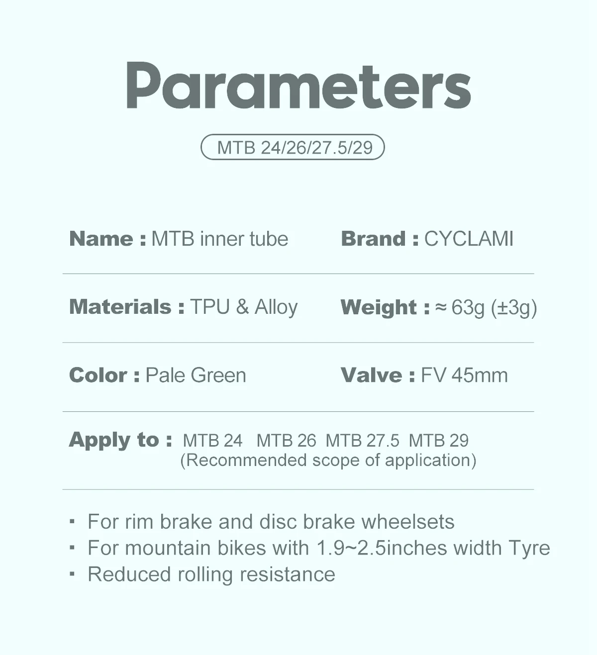 10 Pcs CYCLAMI Ultralight TPU Bike Inner Tube MTB 26 27.5 29 Inch Bicycle 63g French Valve Tyre Repair Tools Cycling Wholesaler
