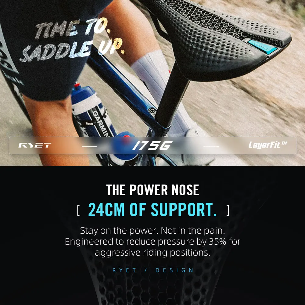 RYET Carbon Saddle MTB Gravel Road Bike 175g 3D Printed Seat 7x9mm Cycling Cushion 143/155MM For Racing Bicycle Seating Parts