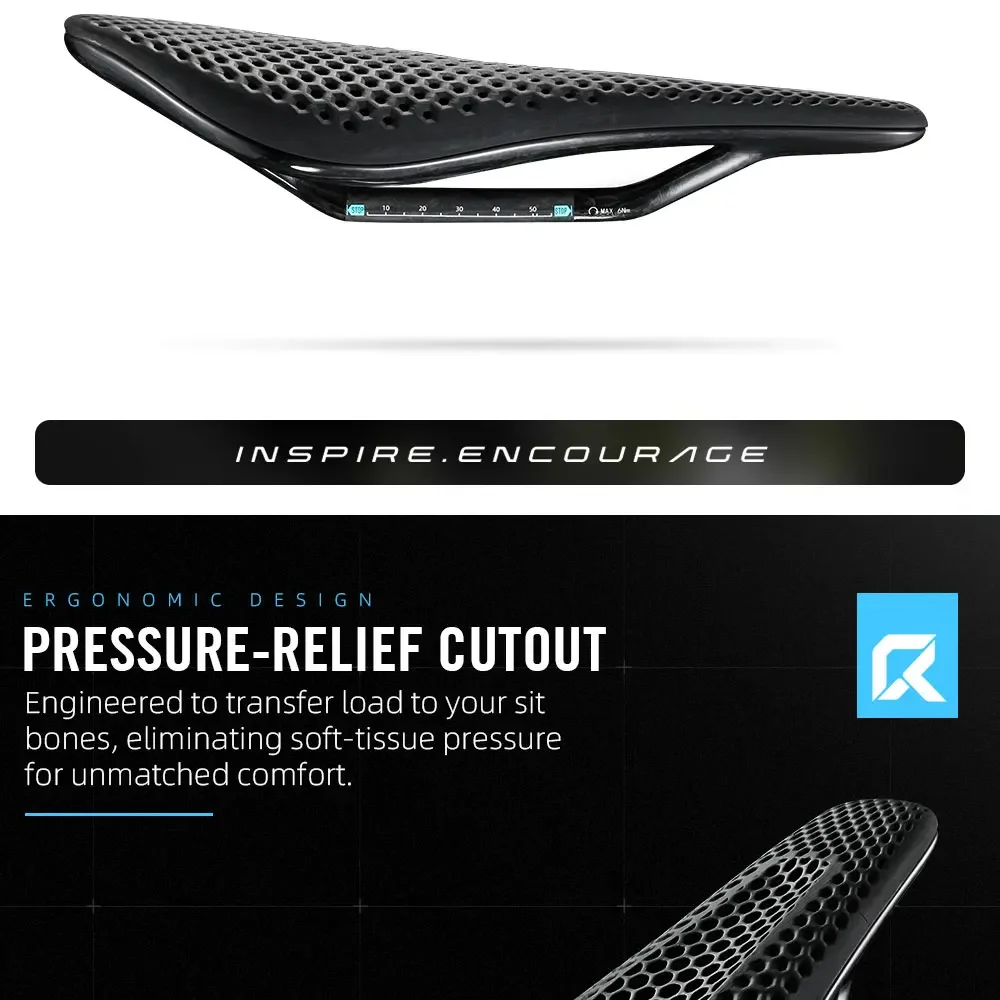 RYET Carbon Saddle MTB Gravel Road Bike 175g 3D Printed Seat 7x9mm Cycling Cushion 143/155MM For Racing Bicycle Seating Parts