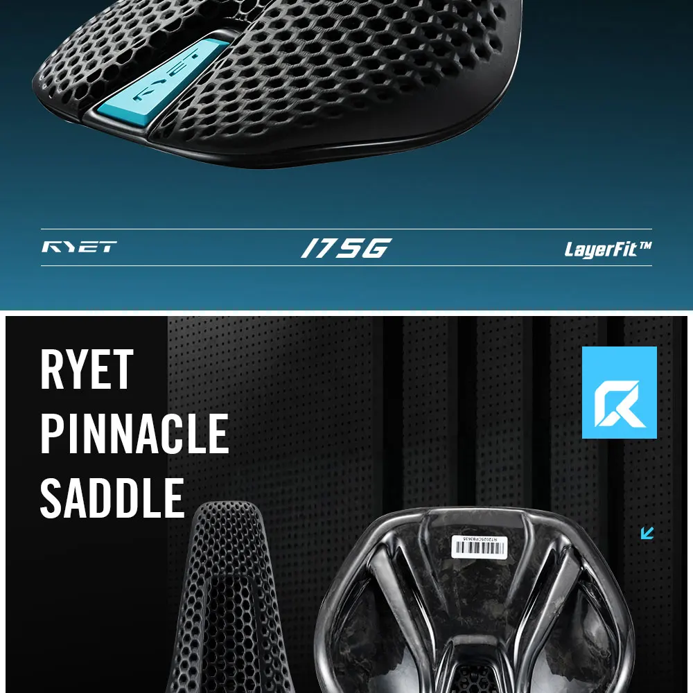 RYET Carbon Saddle MTB Gravel Road Bike 175g 3D Printed Seat 7x9mm Cycling Cushion 143/155MM For Racing Bicycle Seating Parts