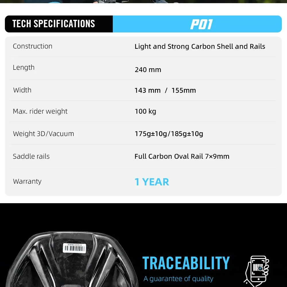 RYET Carbon Saddle MTB Gravel Road Bike 175g 3D Printed Seat 7x9mm Cycling Cushion 143/155MM For Racing Bicycle Seating Parts