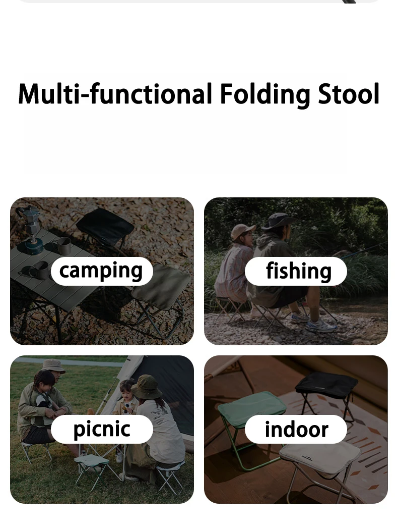 Naturehike Compact Folding Stool 7075 Aluminum Alloy Outdoor Portable Barbecue Fishing Collapsible Chair Camping Hiking Stool