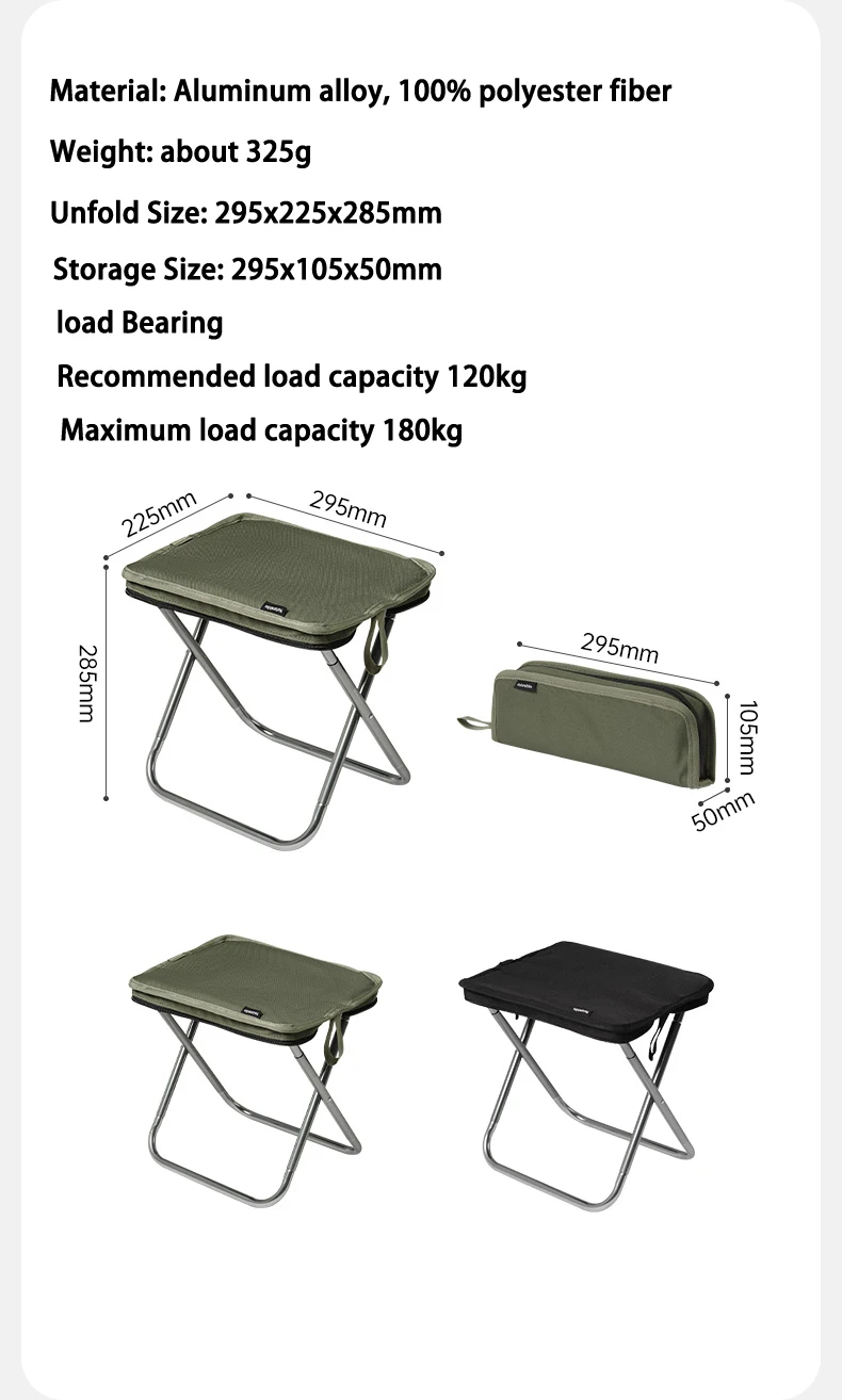 Naturehike Compact Folding Stool 7075 Aluminum Alloy Outdoor Portable Barbecue Fishing Collapsible Chair Camping Hiking Stool