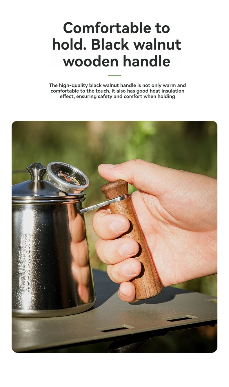 CAMPINGMOON Coffee hand pot 304 stainless steel goose neck fine mouthed pot outdoor kettle coffee pot