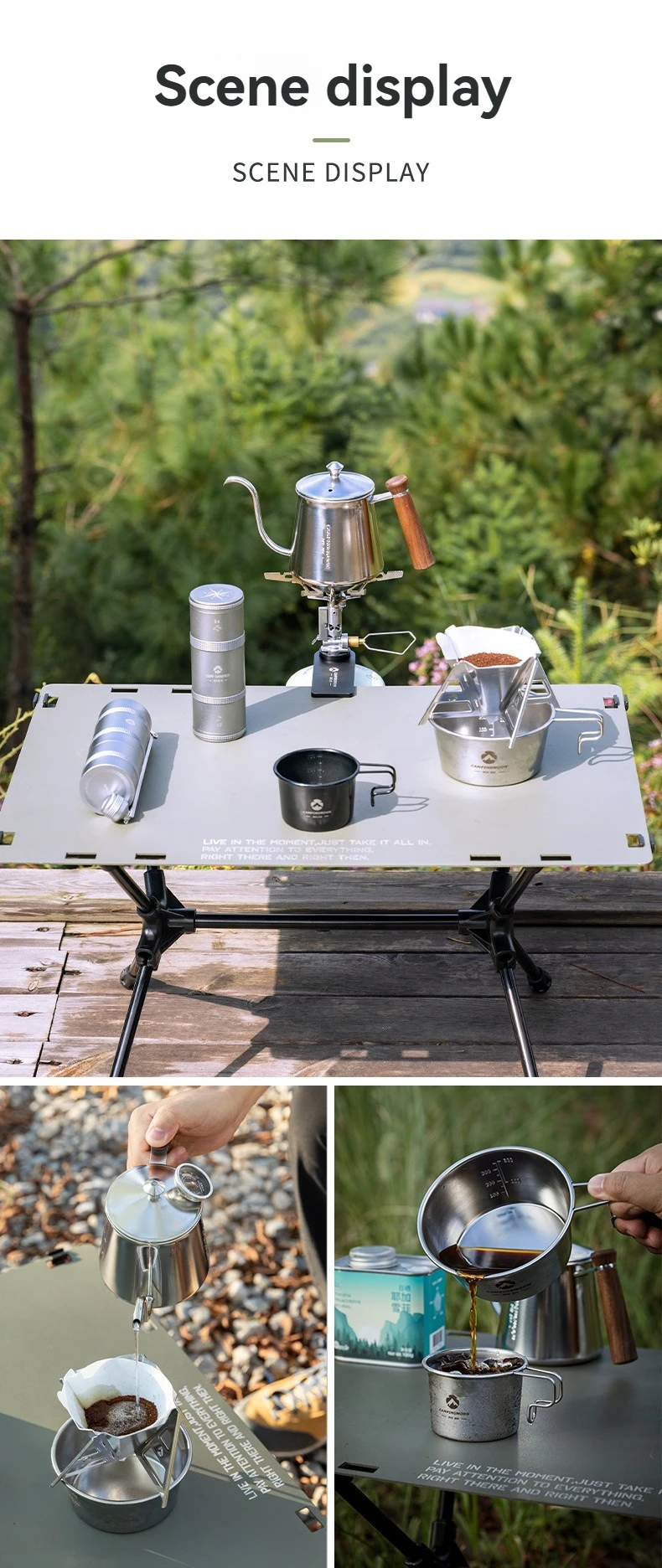 CAMPINGMOON Coffee hand pot 304 stainless steel goose neck fine mouthed pot outdoor kettle coffee pot