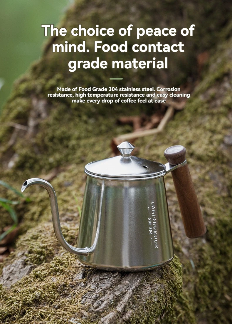 CAMPINGMOON Coffee hand pot 304 stainless steel goose neck fine mouthed pot outdoor kettle coffee pot