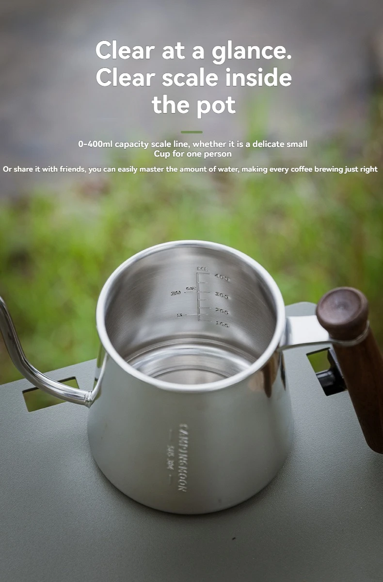 CAMPINGMOON Coffee hand pot 304 stainless steel goose neck fine mouthed pot outdoor kettle coffee pot
