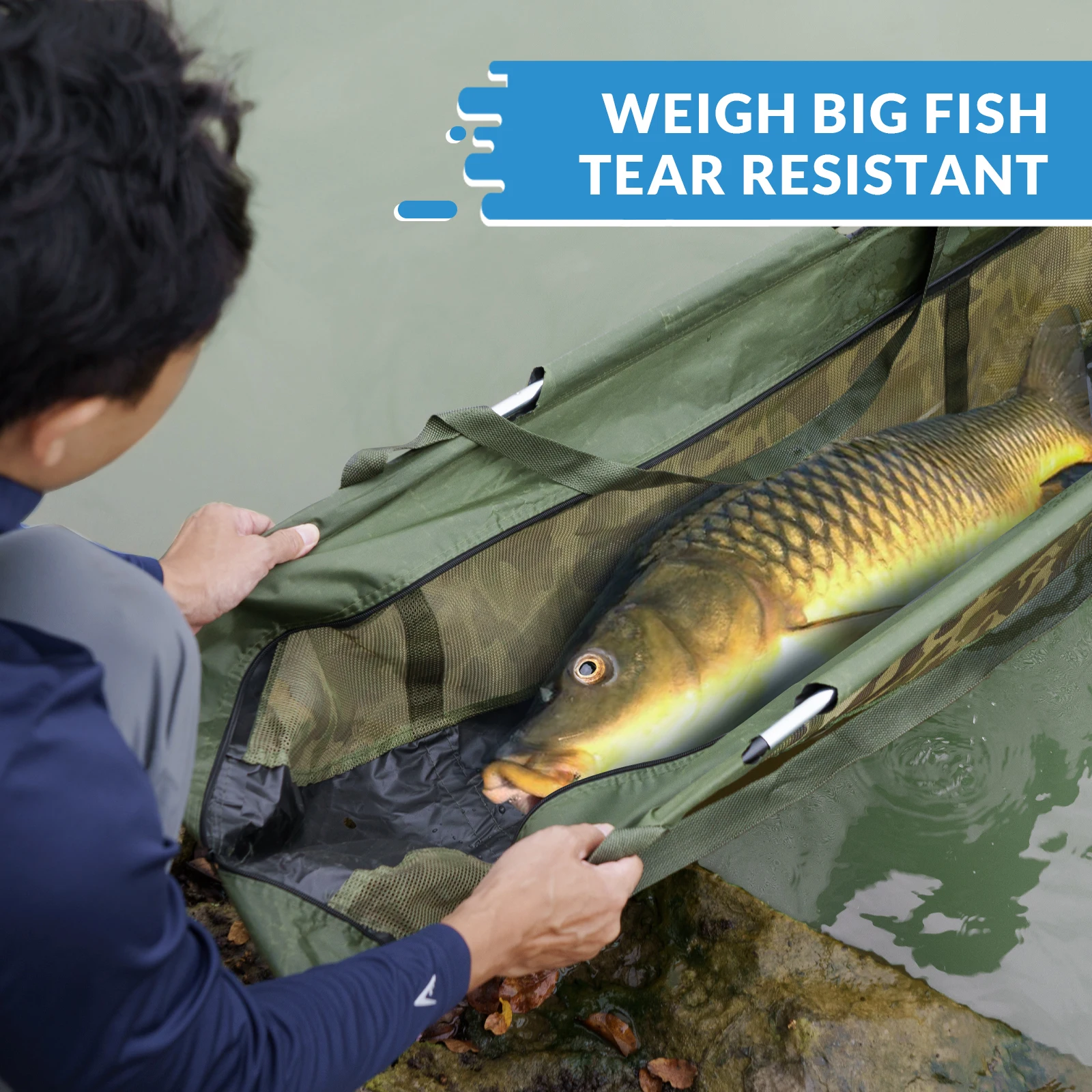 THKFISH Fishing Bags Folding Fish Weigh Bags Mesh PVC Weigh Sling Fish Bag for Caught Fish Weigh in Bag for Bass Carp Fishing