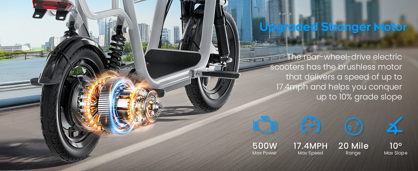 Electric Scooter with Seat for Adult,36V Electric Scooter with 500W Motor,20 Mile Range,17.4mph,e Scooters with Adjustable Seat