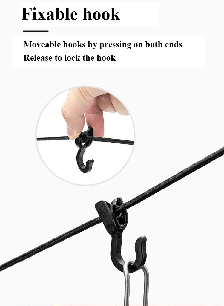 Naturehike Outdoor Clothesline Camping Hanging Rope Multifunctional Adjustable Non-Slip Canopy Lanyard Snap Hooks