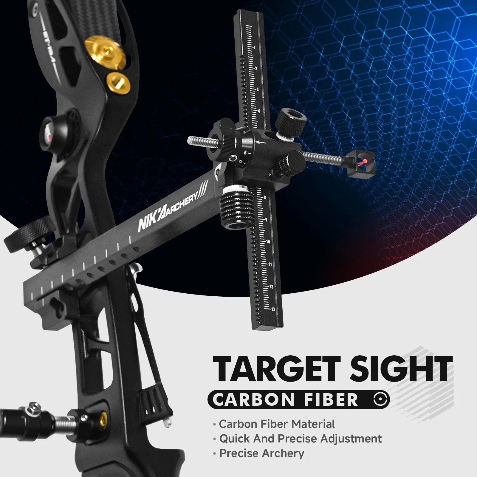 Archery Recurve Bow Sight (carbon style)  9inch T Shape Target Sight For Shooting Hunting Accessories Right Hand Black/Pink/Red