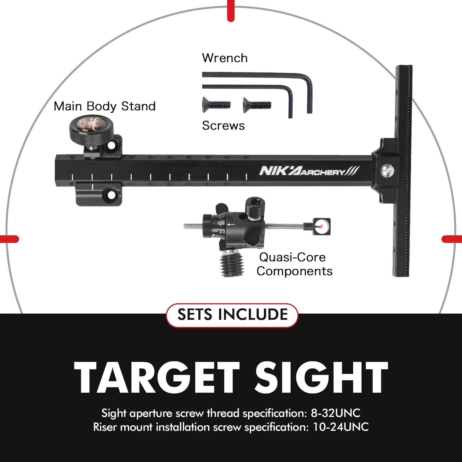 Archery Recurve Bow Sight (carbon style)  9inch T Shape Target Sight For Shooting Hunting Accessories Right Hand Black/Pink/Red