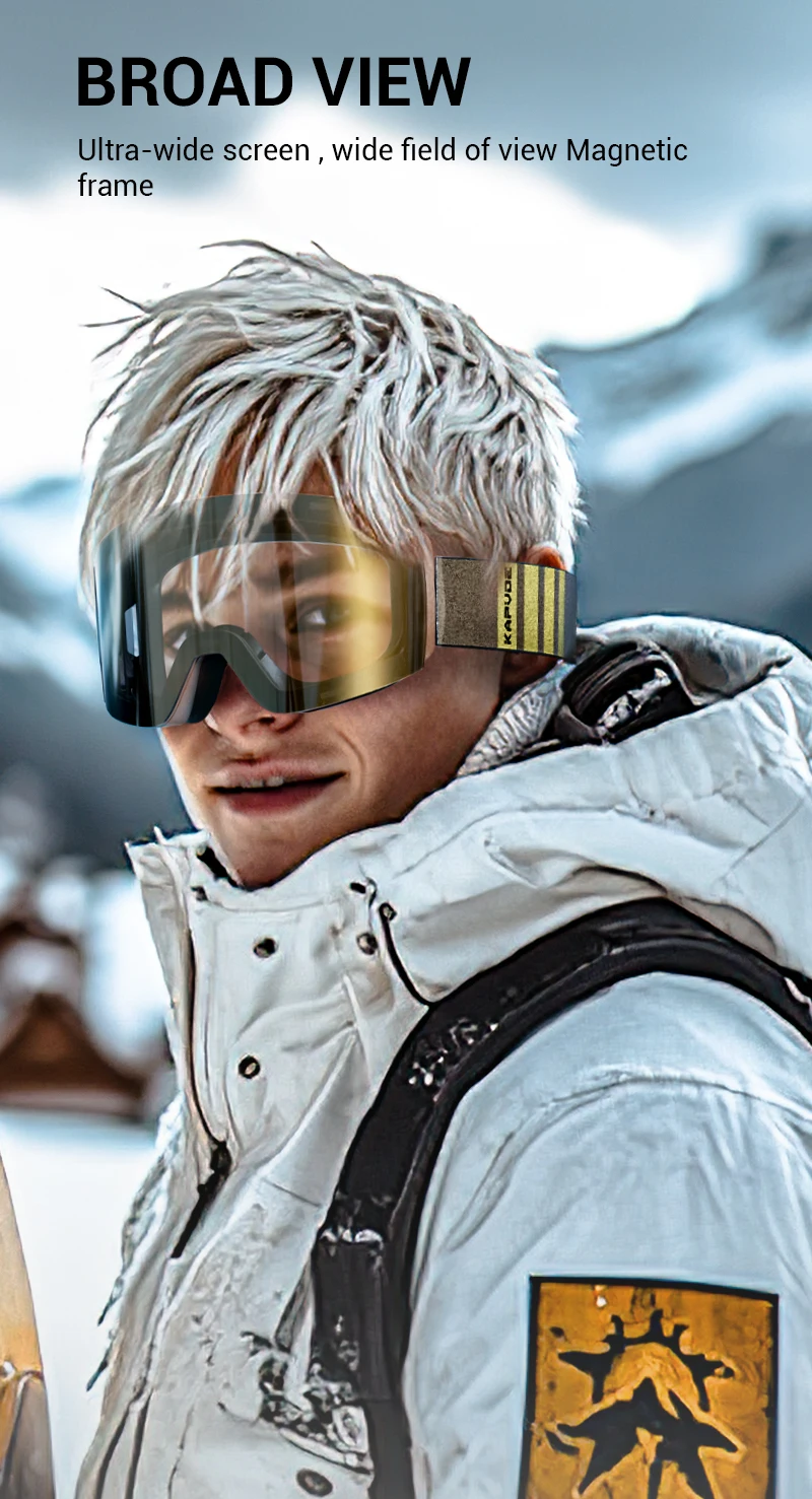 KAPVOE Magnetic Snow Goggles Double Layer Anti-Fog UV Protection for Skiing Snowboarding High-definition Clarity Unisex Skiing