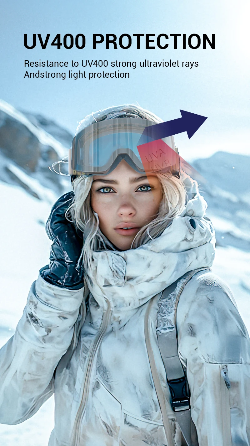 KAPVOE Magnetic Snow Goggles Double Layer Anti-Fog UV Protection for Skiing Snowboarding High-definition Clarity Unisex Skiing