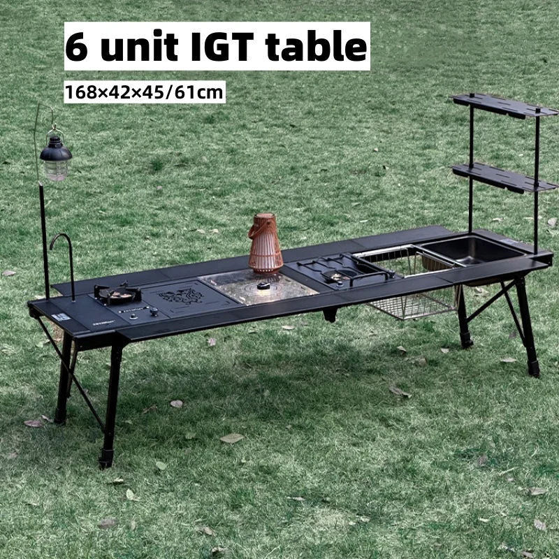 Tryhomy Outdoor Camping IGT Table IGT 6 Unit Table Portable Aluminum Alloy Ultralight Fold Camping Desk BBQ Picnic IGT Table New