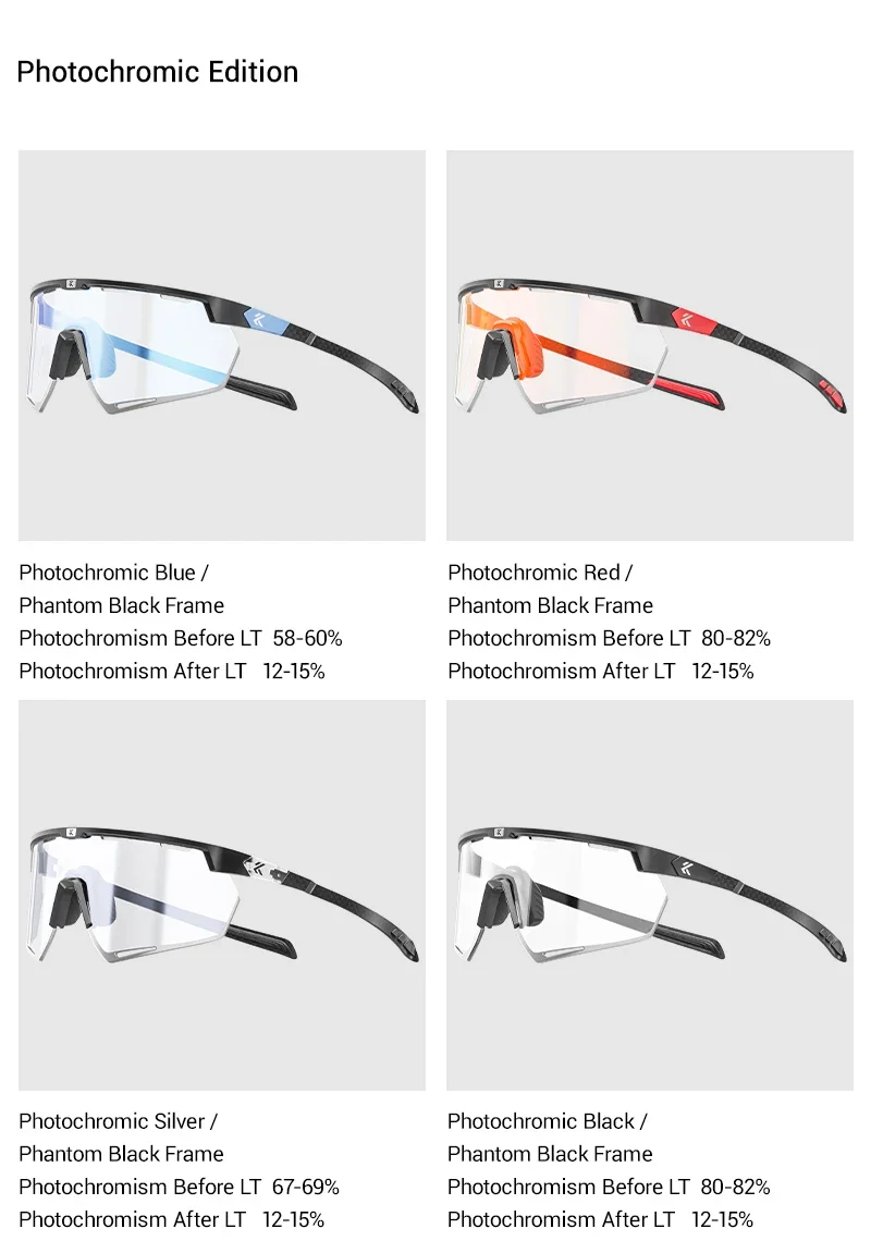 Kapvoe Lightweight Photochromic Sunglasses Real Carbon Fiber Cycling Glasses for Men UV400 MTB Bike Bicycle Sports Eyewear