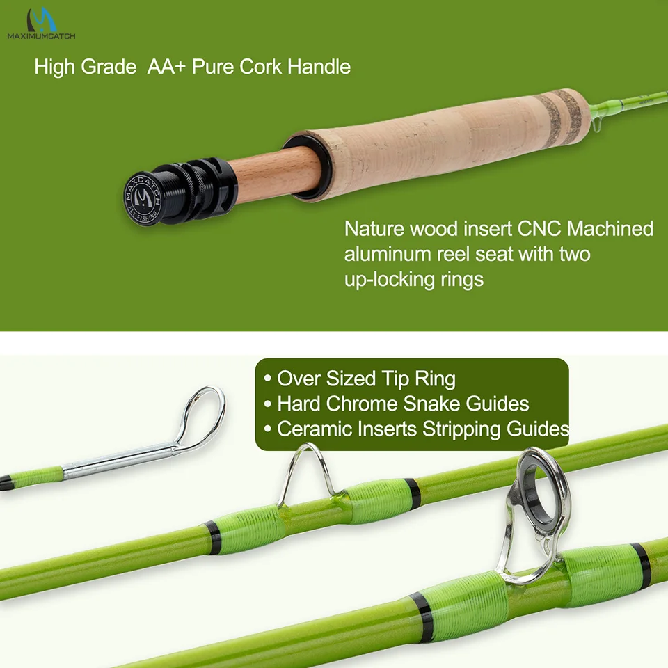Maximumcatch Ultralite-X Fly Rod 1/2/3WT 6'0''/6'6''/7'6'' MOD-Fast Action Lightweight Small Stream Trout Streamer Fishing Rod