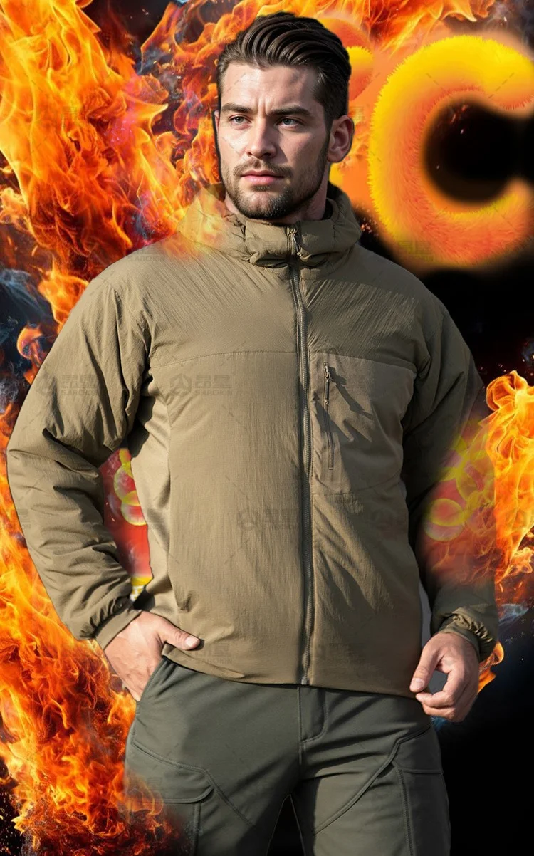 Mens Winter Warm Padded Jackets Lightweight Hooded Tactical Cotton Coat Male Outdoor Waterproof Windproof Thermal Hiking Jackets