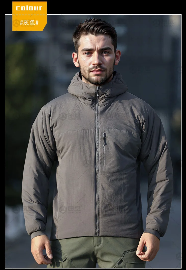 Mens Winter Warm Padded Jackets Lightweight Hooded Tactical Cotton Coat Male Outdoor Waterproof Windproof Thermal Hiking Jackets