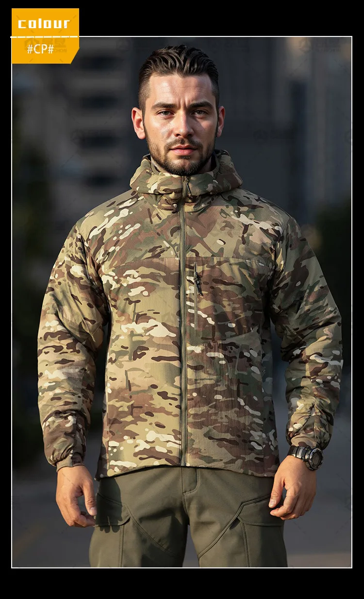 Mens Winter Warm Padded Jackets Lightweight Hooded Tactical Cotton Coat Male Outdoor Waterproof Windproof Thermal Hiking Jackets