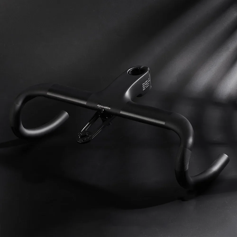 Road Bike Full Carbon Fiber -10° Integrated Cockpit OD2 Handlebar Bicycle Bent Drop Bar Racing Internal Cable Hidden Handlebar