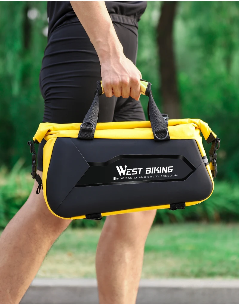 WEST BIKING Waterproof Expandable Bike Pannier Bag Hard Shell Bicycle Rear Rack Trunk Bag with Shoulder Strap for MTB Cycling