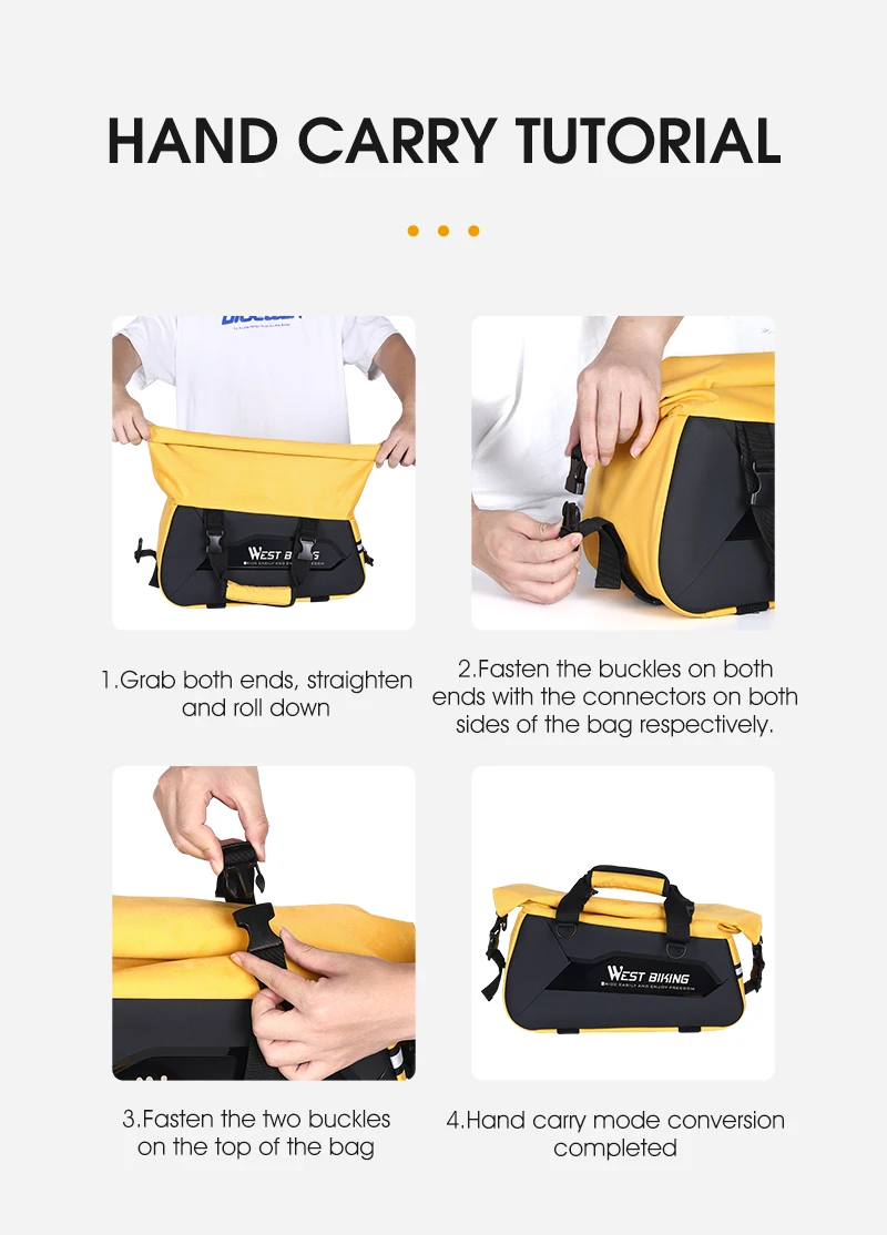 WEST BIKING Waterproof Expandable Bike Pannier Bag Hard Shell Bicycle Rear Rack Trunk Bag with Shoulder Strap for MTB Cycling