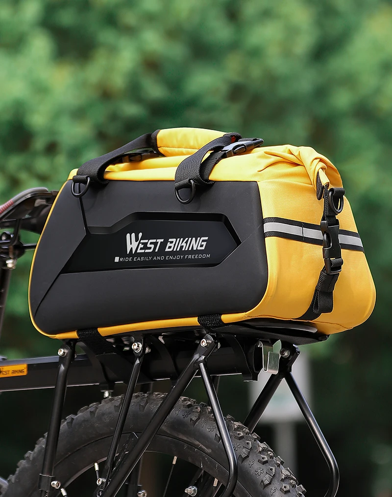 WEST BIKING Waterproof Expandable Bike Pannier Bag Hard Shell Bicycle Rear Rack Trunk Bag with Shoulder Strap for MTB Cycling